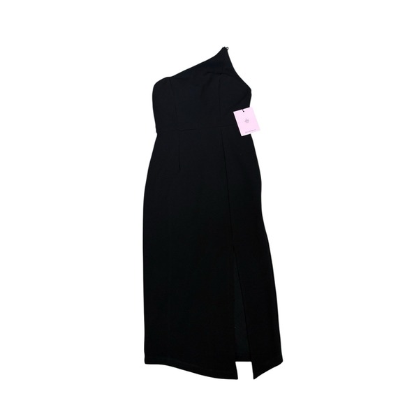 Hello Molly Dress Womens Size 4 Black One Shoulder Event Occation Sexy Midi New - Picture 6 of 12